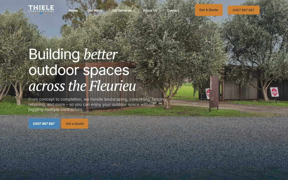 The Thiele Constructions website home page